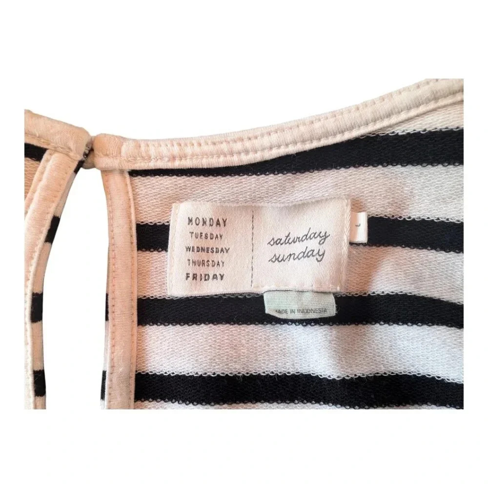 Anthropologie Saturday Sunday Striped Dress, Fit and Flare, Black & White, Sz L - Picture 4 of 11